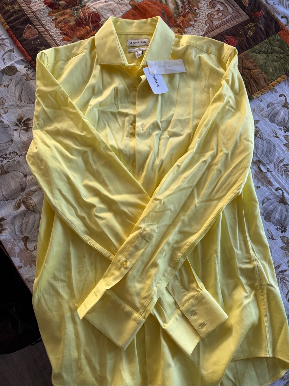le chateau Bright Yellow Classic Long-Sleeve Dress Shirt